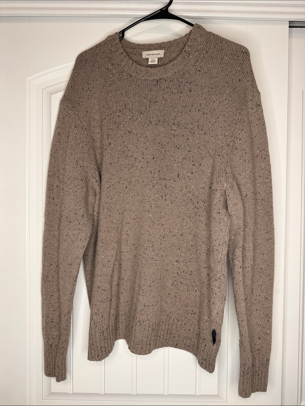 Calvin Klein Jeans Men's Taupe Speckled Crewneck Sweater